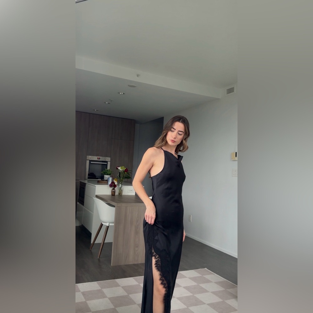 OAK + FORT Black Satin Dress
